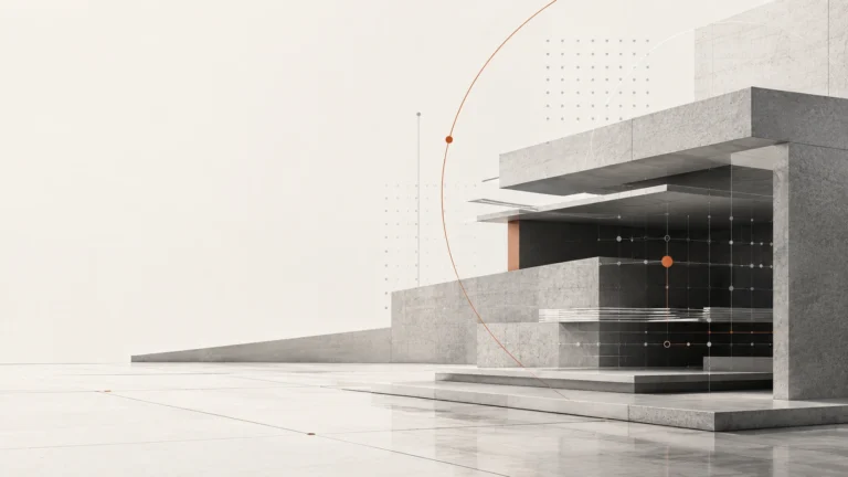 Architectural editorial visual representing a technical audit of AI readiness across 23 Indian SEO agency websites